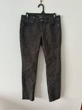 LOFT Polka Dot Denim Pants Tan & Black Modern Straight